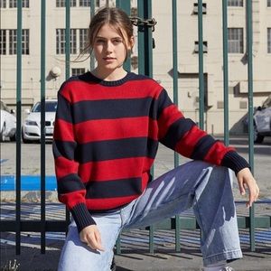 Brandy Melville Brianna Striped Red and Black Sweater